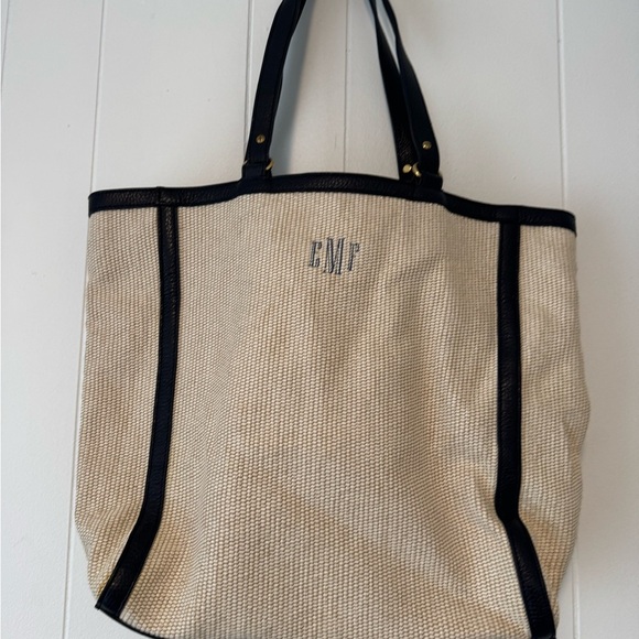 Chic Black and Cream Tote with Sturdy Handles